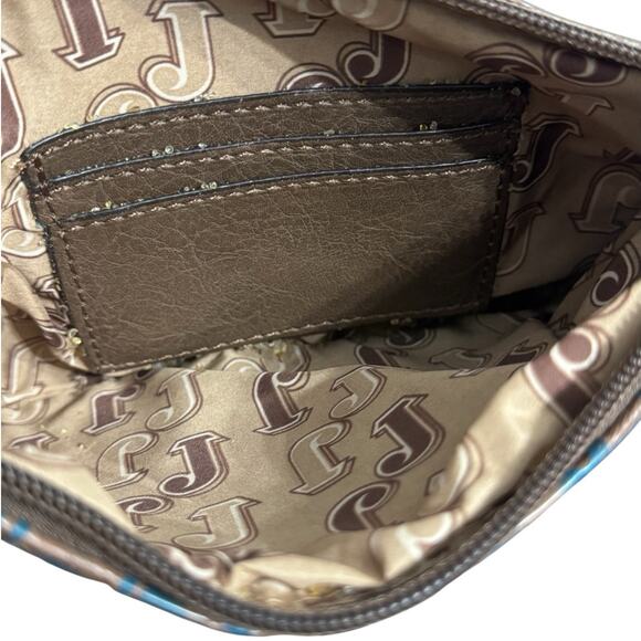 NWT! Justin Women's Blue Western Fringe Convertible Mini Shoulder Wristlet Bag - Picture 6 of 6